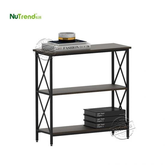 Industrial 3 Tier Narrow Wood console Table with drawer furniture factory china		