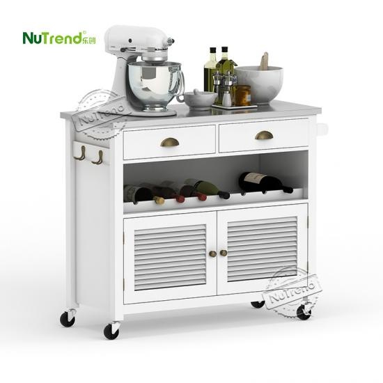  Movable Modern Kitchen Trolley With Wine Rack Furniture Manufacturer China