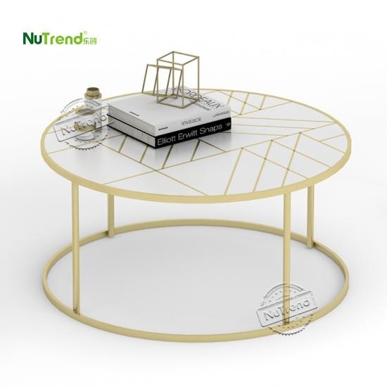 круглый золотой и белый металлический каркас коктейльный журнальный столик поставщик мебели в Китае